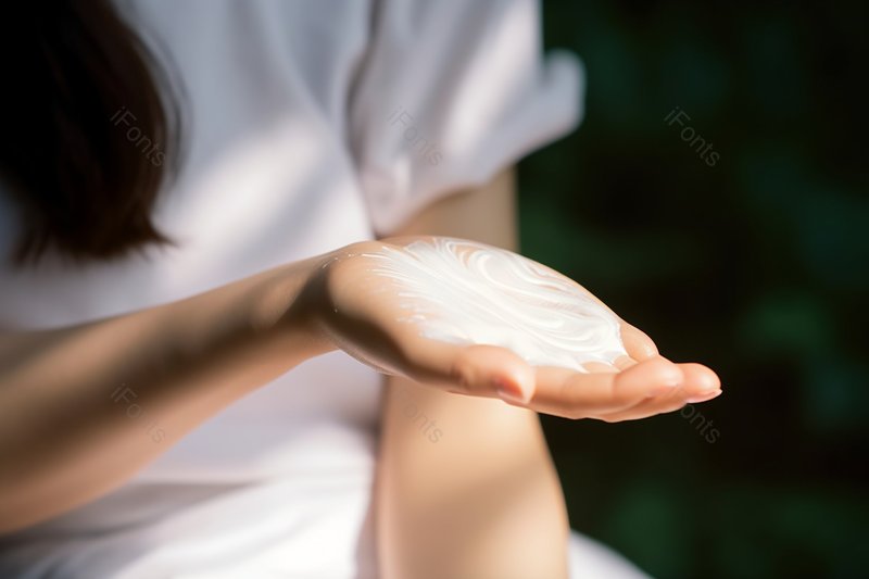 女性把乳液液体防晒霜倒在手上摊在手掌上摄影背景,高清,摄影图,摄影图片,图片大全,摄影图免费下载
